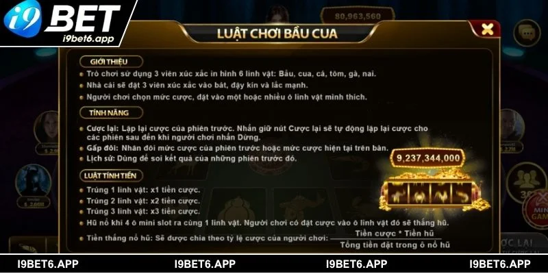 Luật chơi Bầu Cua I9BET dễ tiếp cận với tỷ lệ thưởng lớn
