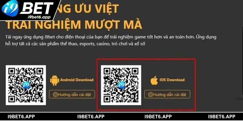 Minh họa giao diện tải app I9BET cho người dùng mới trên cả Android và iOS