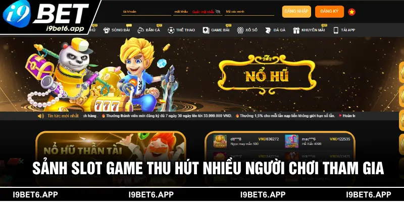 Sảnh slot game thu hút nhiều người chơi tham gia